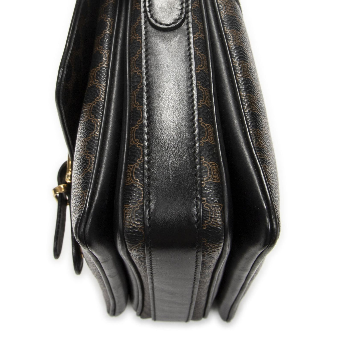 Celine Small Buckle Flap Bag Crossbody Black Macadam Canvas — view 8