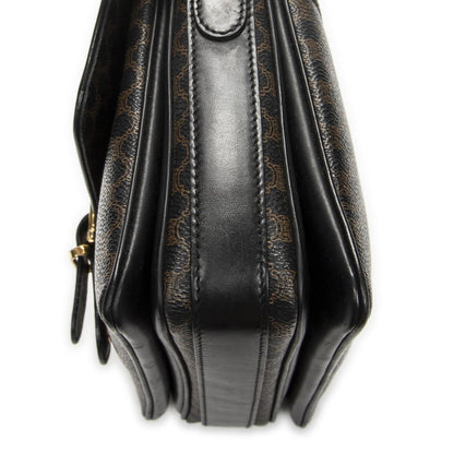Celine Small Buckle Flap Bag Crossbody Black Macadam Canvas — view 8