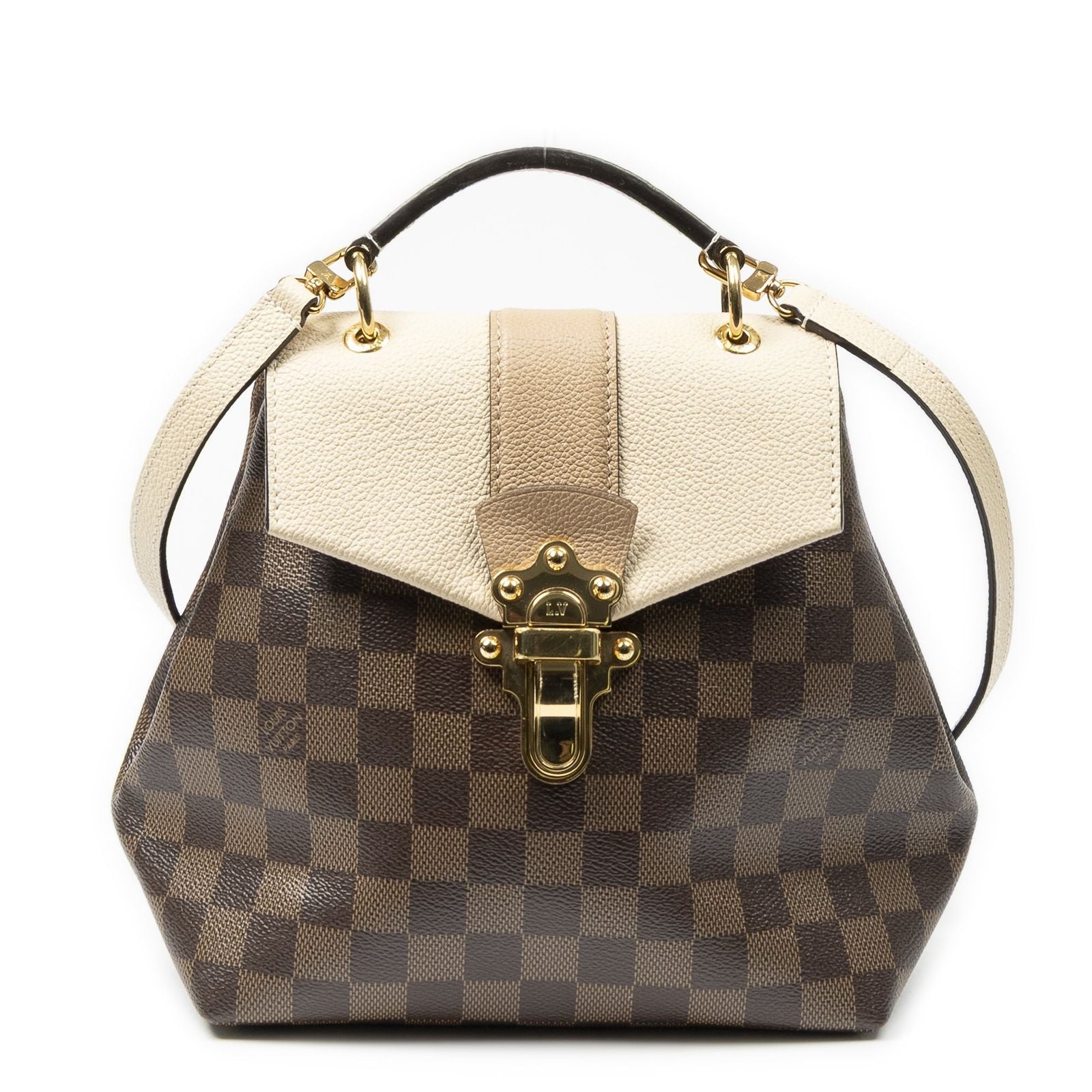 Louis Vuitton Clapton Backpack Brown Ivory Beige Damier Ebene
