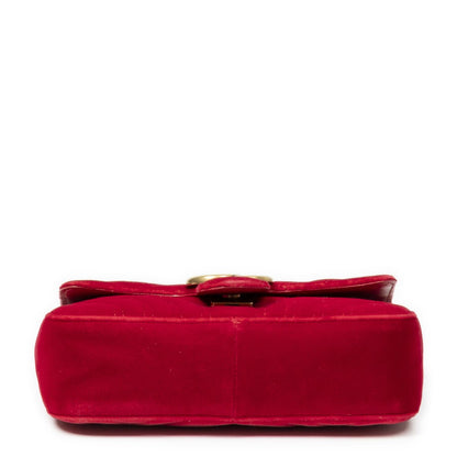 Gucci Small GG Marmont Chain Crossbody Red Matelasse Velvet — view 6