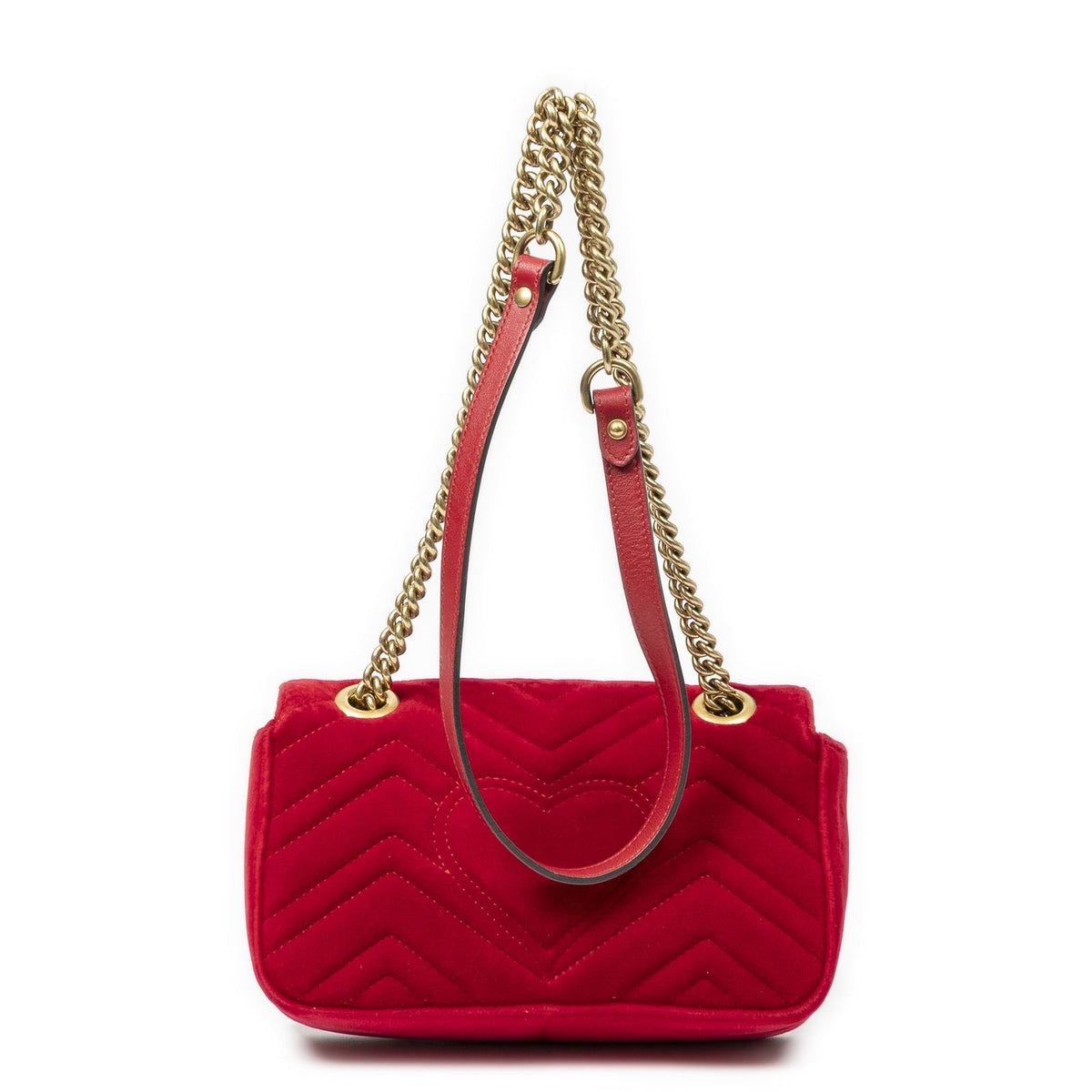 Gucci Small GG Marmont Chain Crossbody Red Matelasse Velvet — view 5