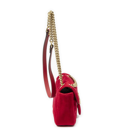 Gucci Small GG Marmont Chain Crossbody Red Matelasse Velvet — view 4