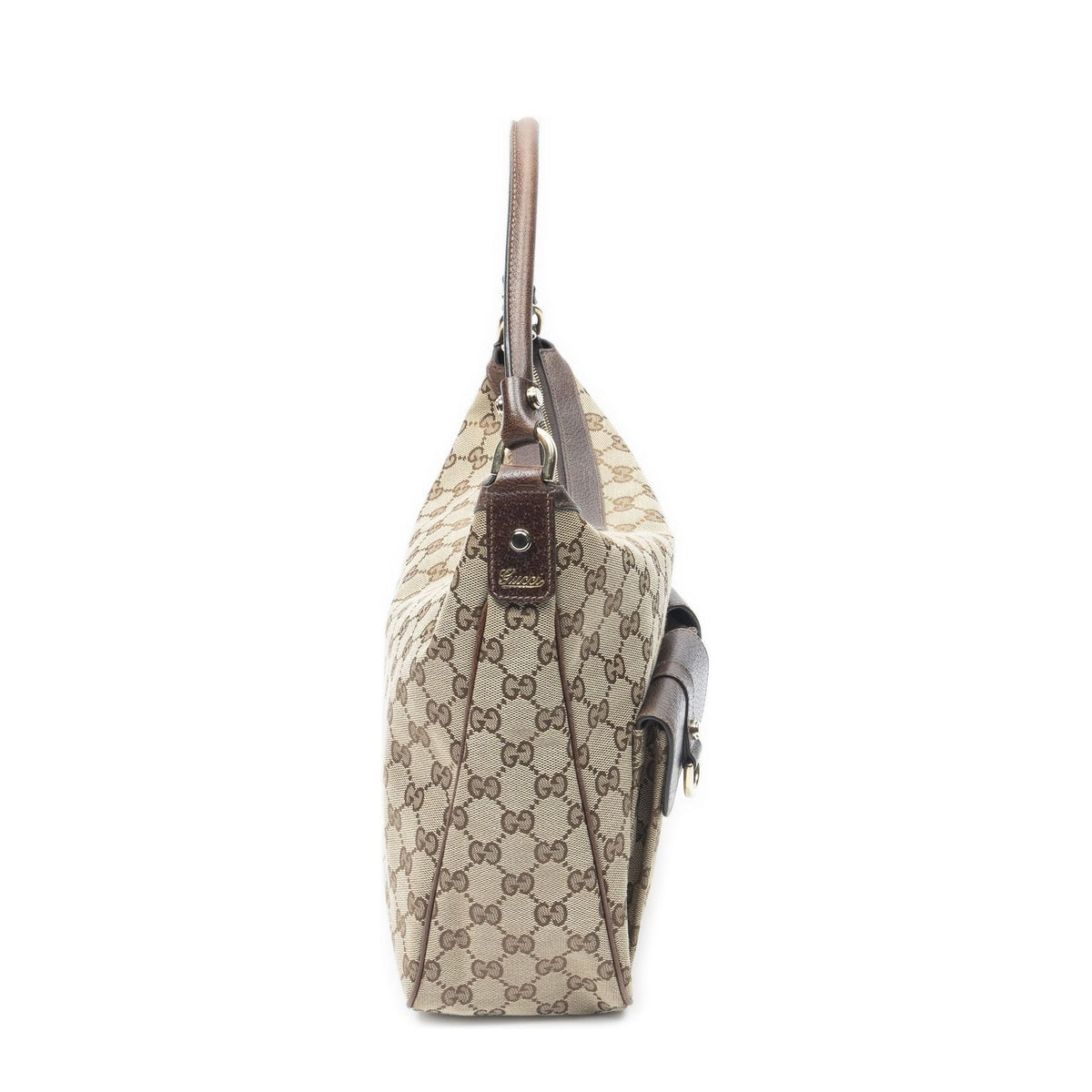Gucci Medium Abbey Pocket Hobo Beige Brown GG Canvas — view 4