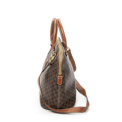 Celine Vintage Dome Top Handle Brown Macadam Canvas Handbag — view 3