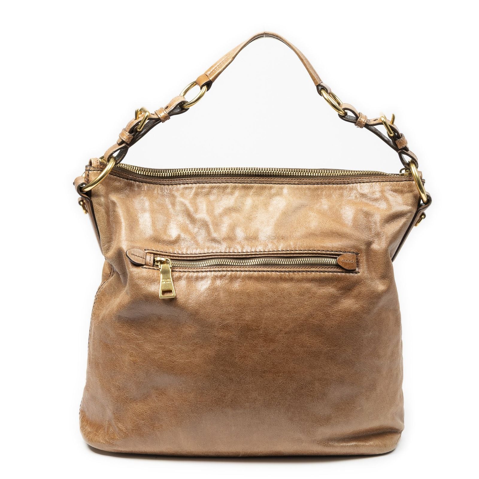 Prada Large Pocket Ring Hobo Brown Vitello Luxe — view 5