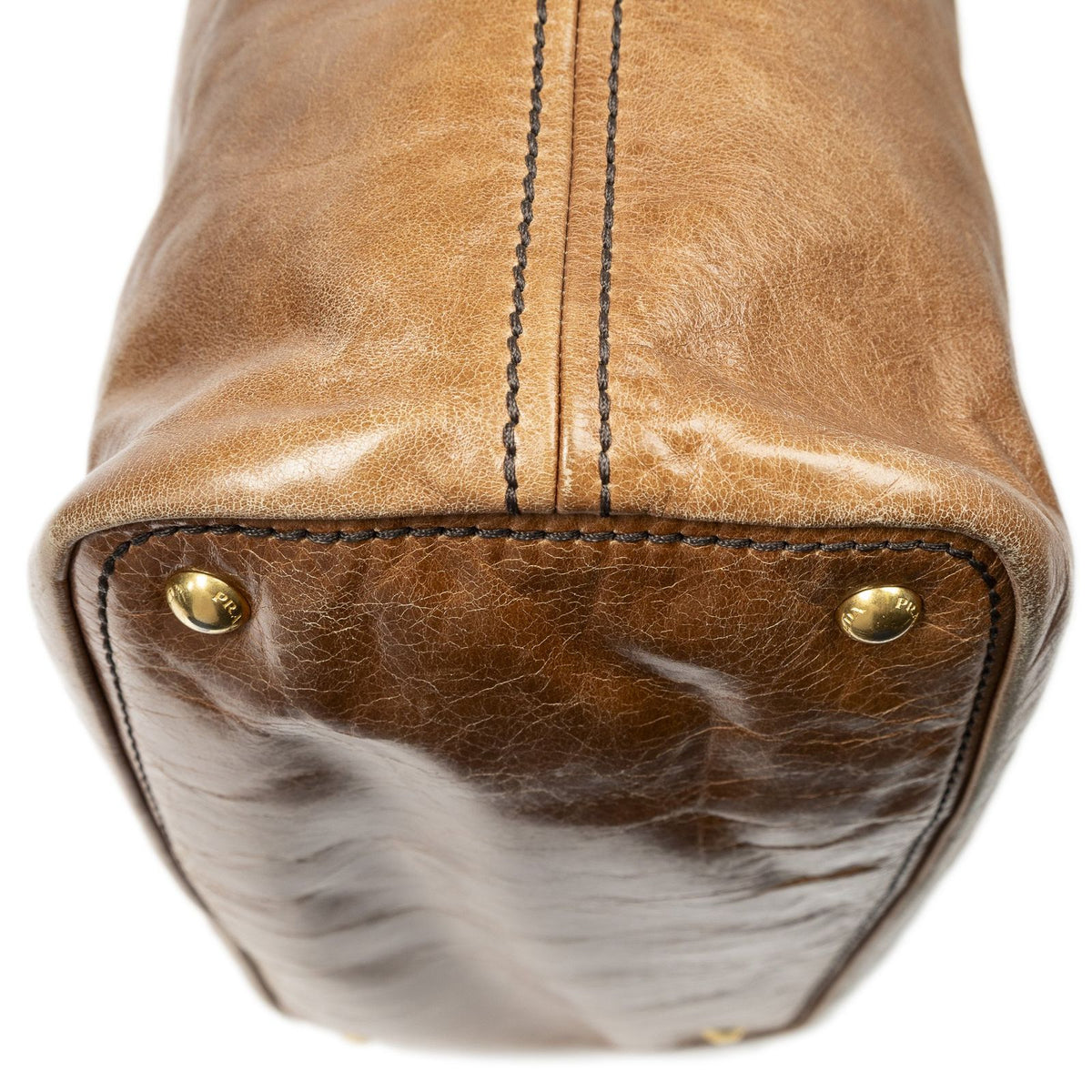 Prada Large Pocket Ring Hobo Brown Vitello Luxe — view 7