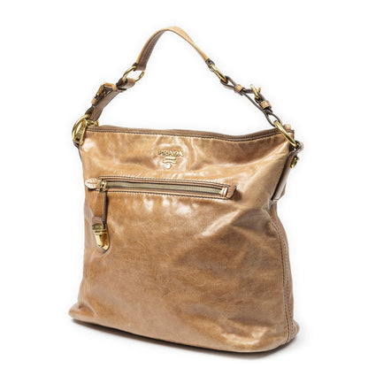 Prada Large Pocket Ring Hobo Brown Vitello Luxe — view 2