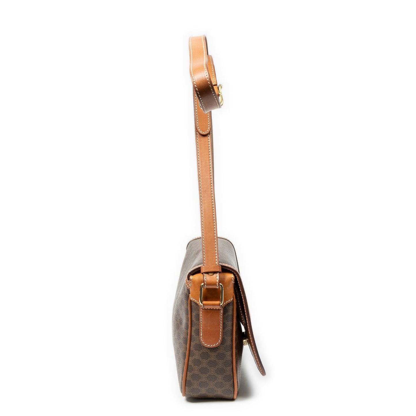 Celine Flap Cross Belt Bag Brown Macadam Canvas — view 4