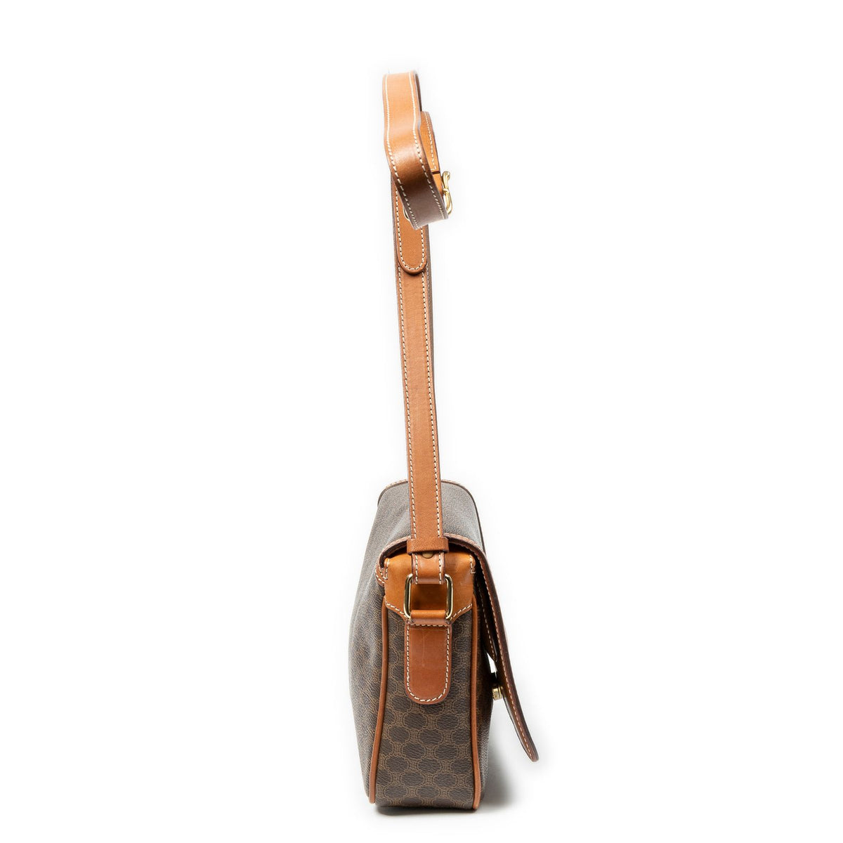 Celine Flap Cross Belt Bag Brown Macadam Canvas — view 4