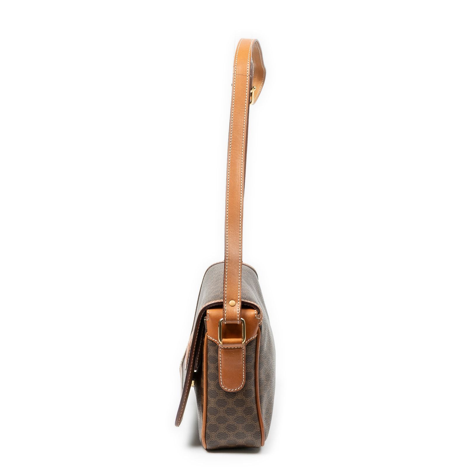 Celine Flap Cross Belt Bag Brown Macadam Canvas — view 3