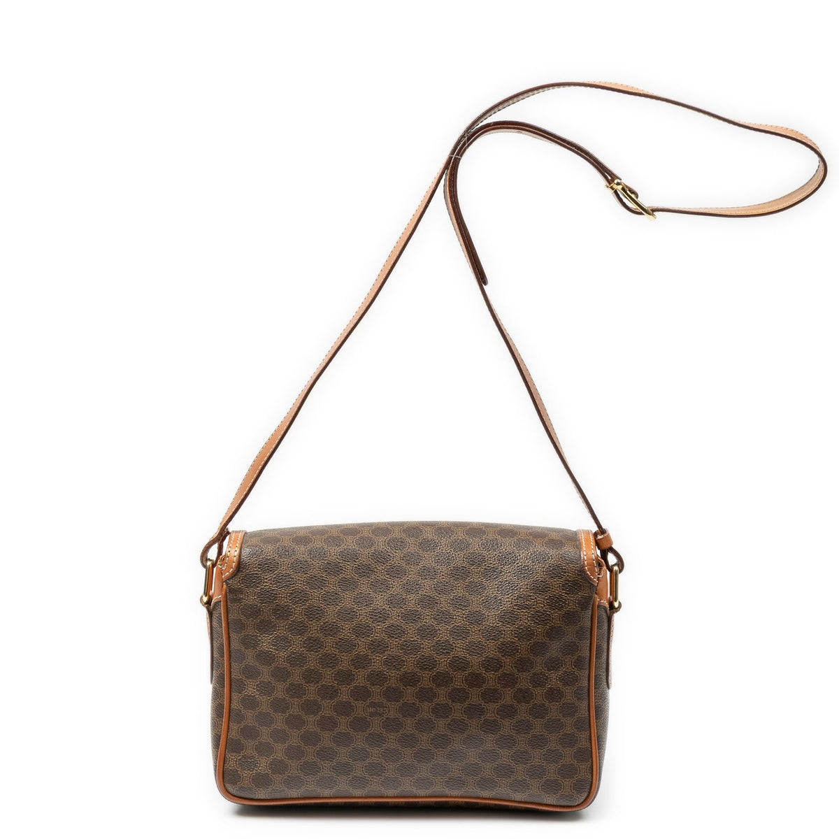 Celine Flap Cross Belt Bag Brown Macadam Canvas — view 5