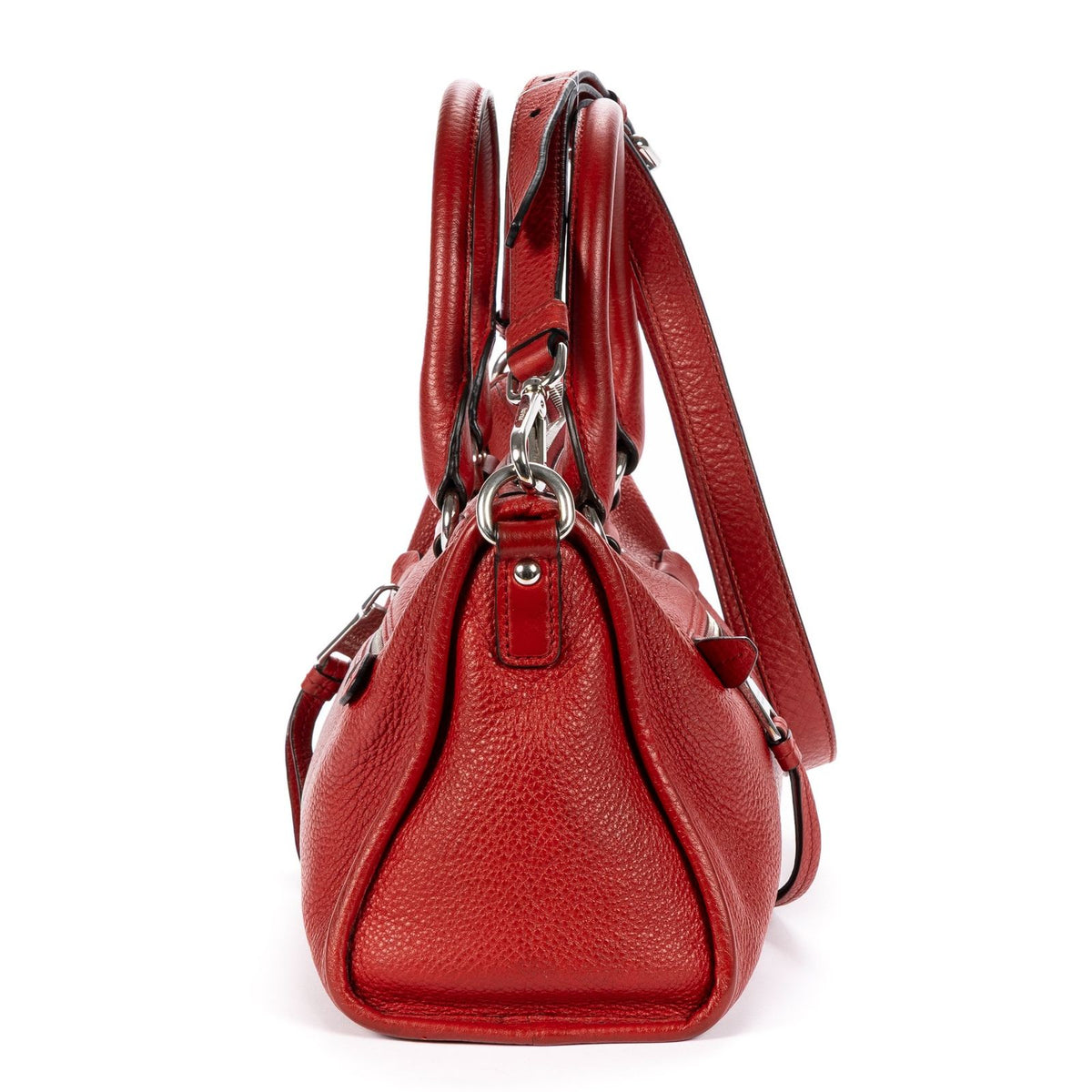 Prada Small Bauletto Boston Red Vitello Phoenix Shoulder Bag — view 4