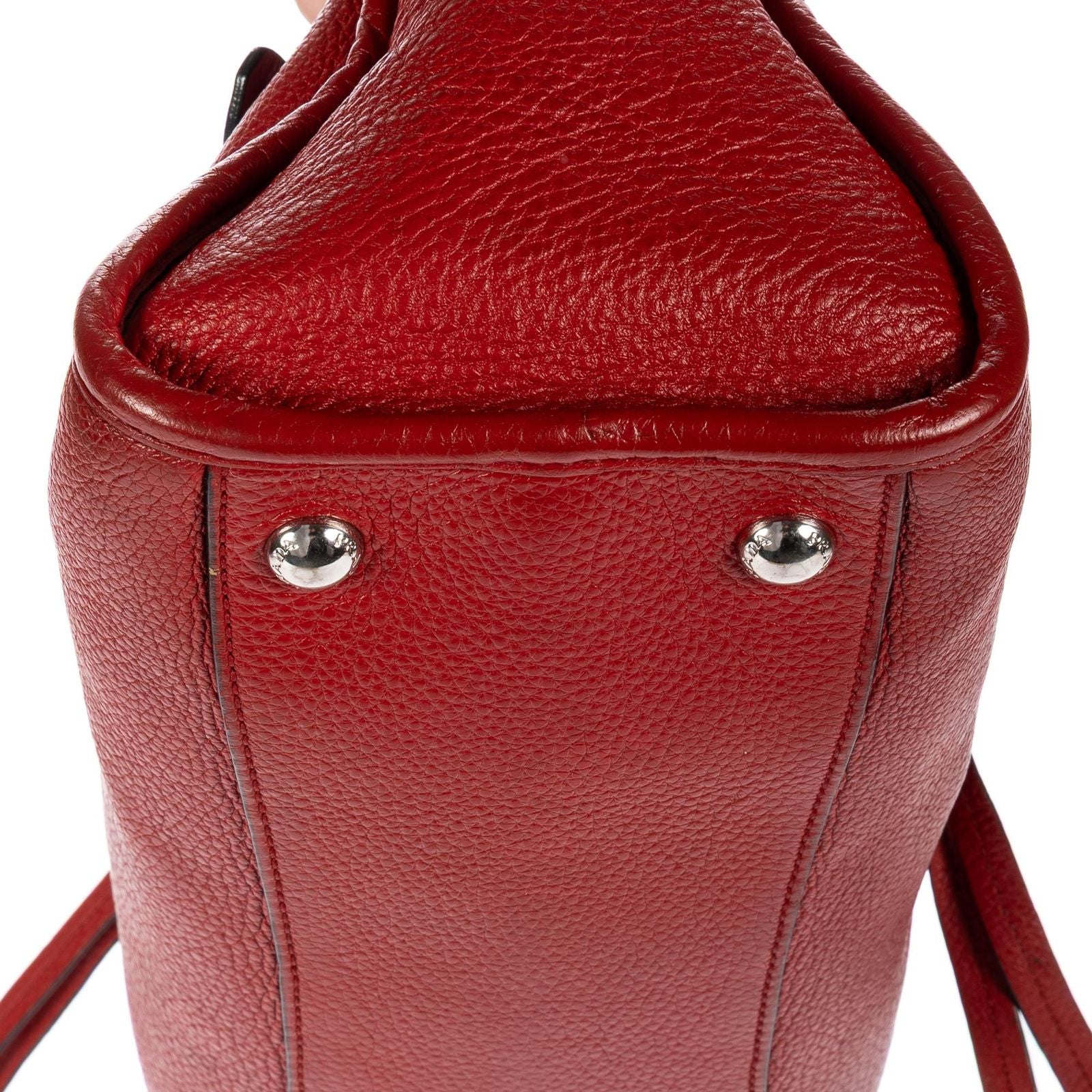 Prada Small Bauletto Boston Red Vitello Phoenix Shoulder Bag — view 8