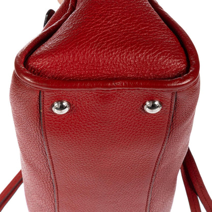 Prada Small Bauletto Boston Red Vitello Phoenix Shoulder Bag — view 8