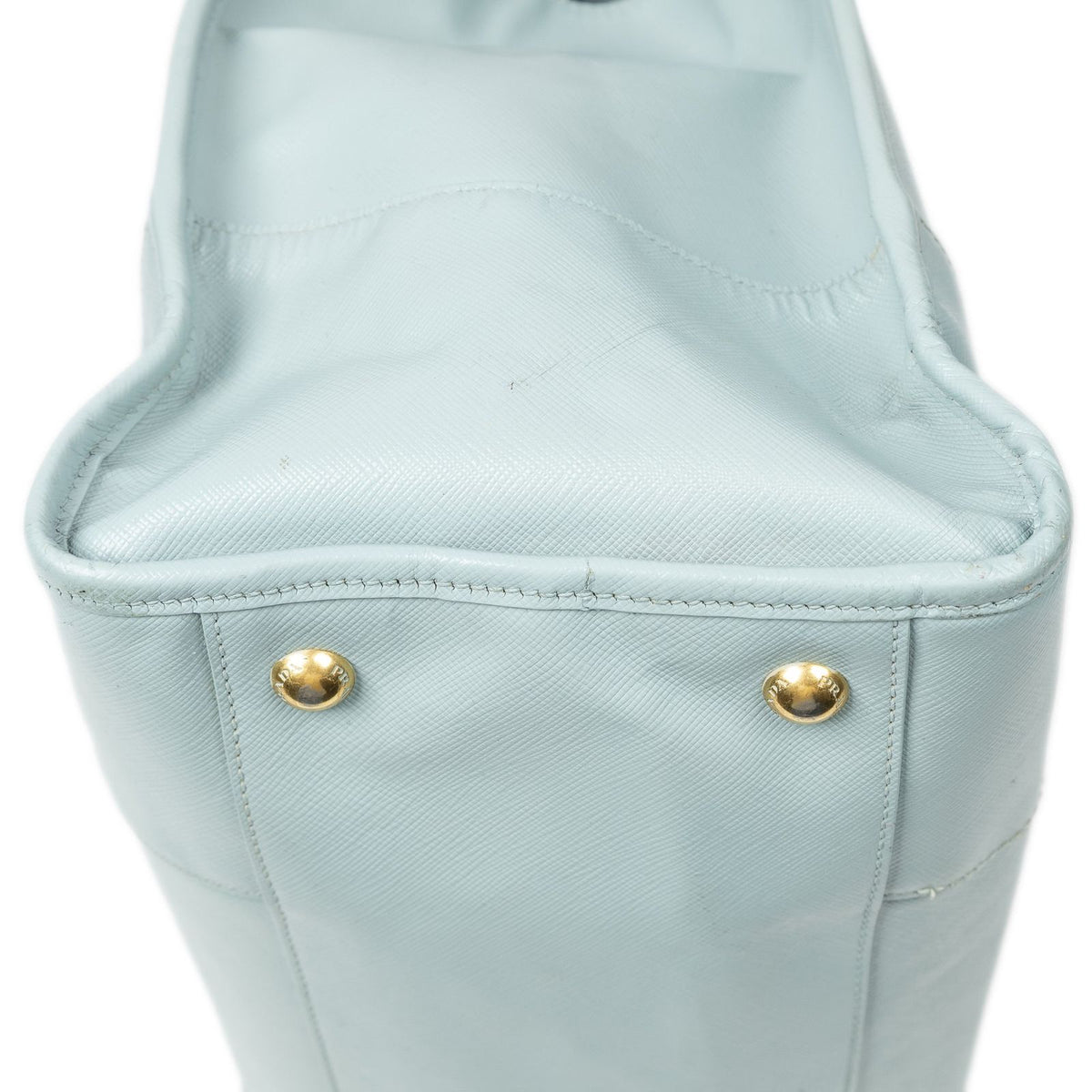 Prada Convertible Open Tote Light Blue Saffiano Leather — view 7