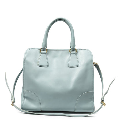 Prada Convertible Open Tote Light Blue Saffiano Leather — view 5