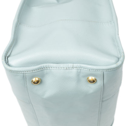 Prada Convertible Open Tote Light Blue Saffiano Leather — view 8