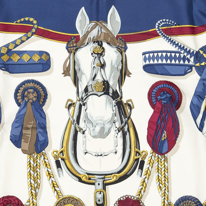 Hermes Scarf Navy Red Yellow Twill Silk — view 3