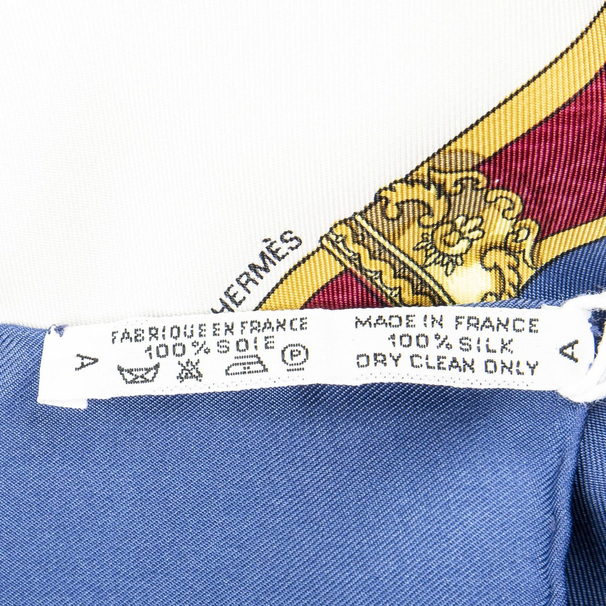 Hermes Scarf Navy Red Yellow Twill Silk — view 5