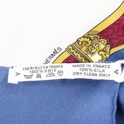 Hermes Scarf Navy Red Yellow Twill Silk — view 5