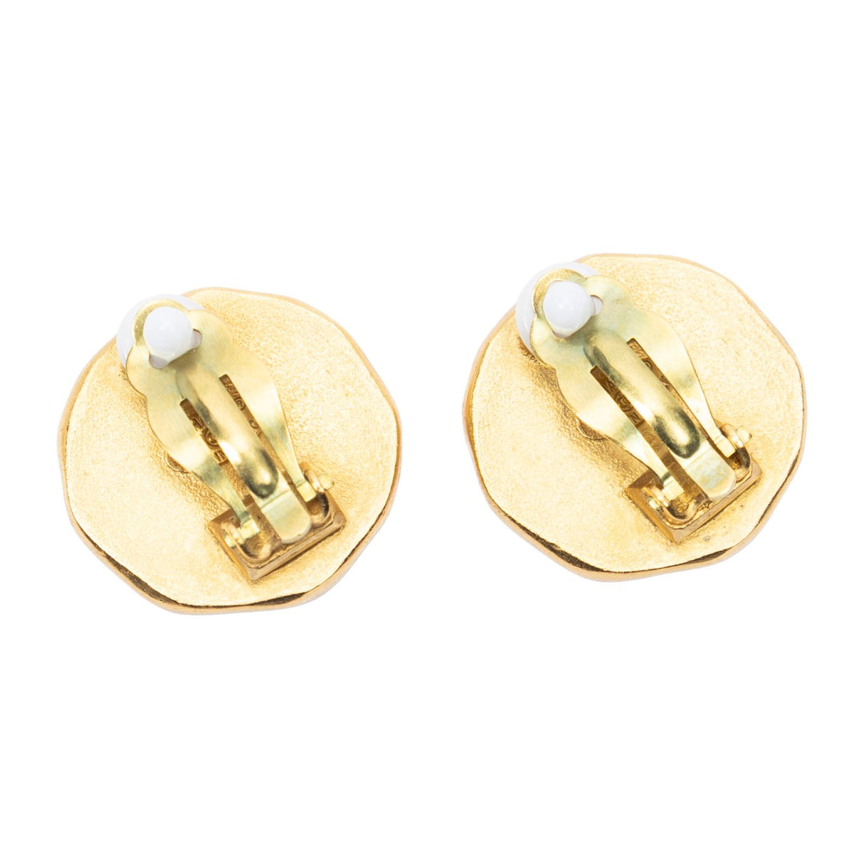 Chanel CC Logo Heart Clip-On Earrings Black Gold Plated — view 2