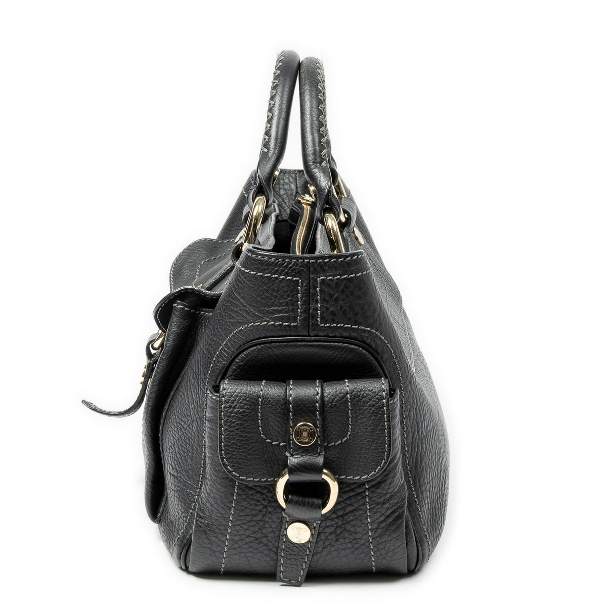 Celine Boogie Bag Black Grain Calfskin Leather — view 3