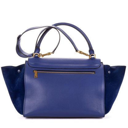 Celine Medium Trapeze Navy Calfskin Leather Shoulder Bag — view 5