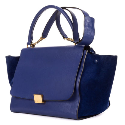 Celine Medium Trapeze Navy Calfskin Leather Shoulder Bag — view 2