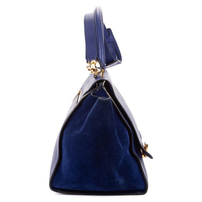 Celine Medium Trapeze Navy Calfskin Leather Shoulder Bag — view 4