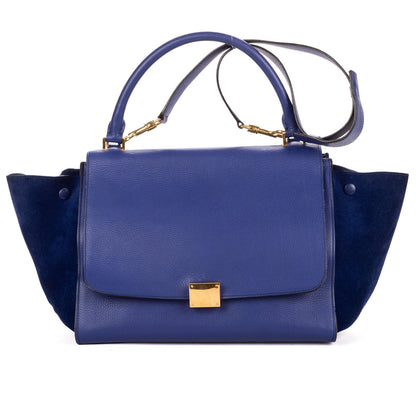 Celine Medium Trapeze Navy Calfskin Leather Shoulder Bag