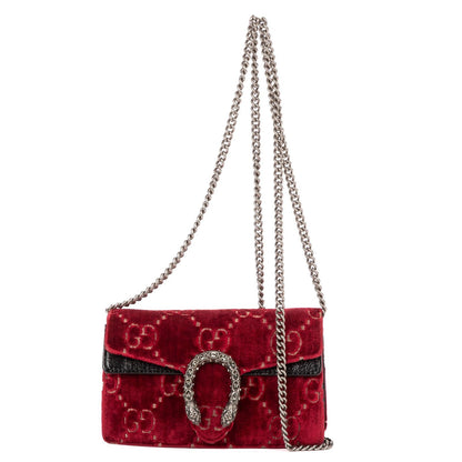 Gucci Mini Crystal Marmont Crossbody Red Black GG Canvas