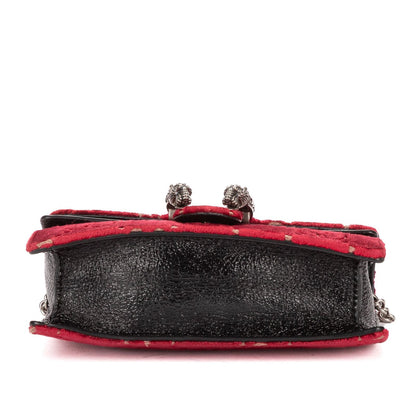 Gucci Mini Crystal Marmont Crossbody Red Black GG Canvas — view 6