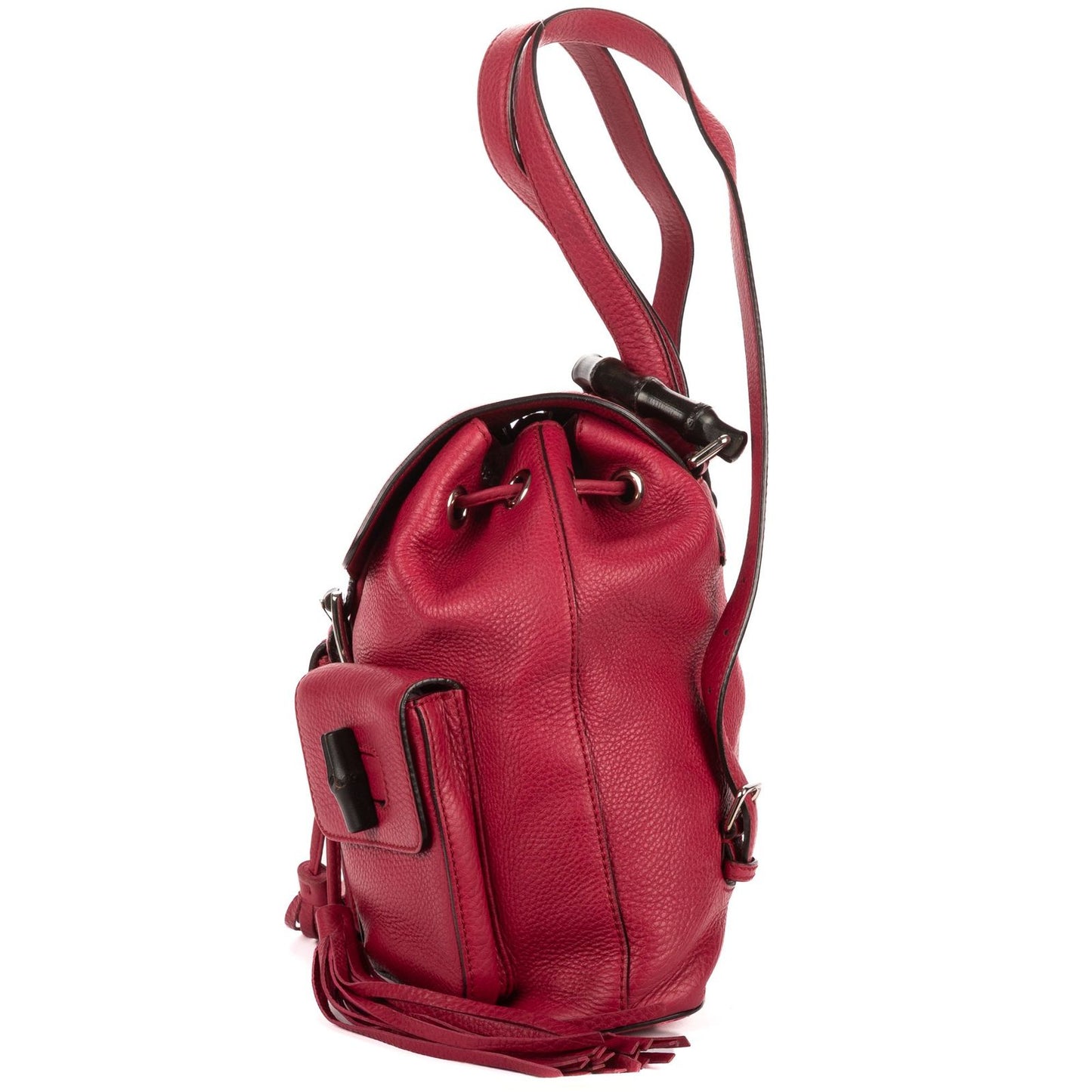 Gucci Large Bamboo Backpack Pink Spike Calfskin Leather — view 3