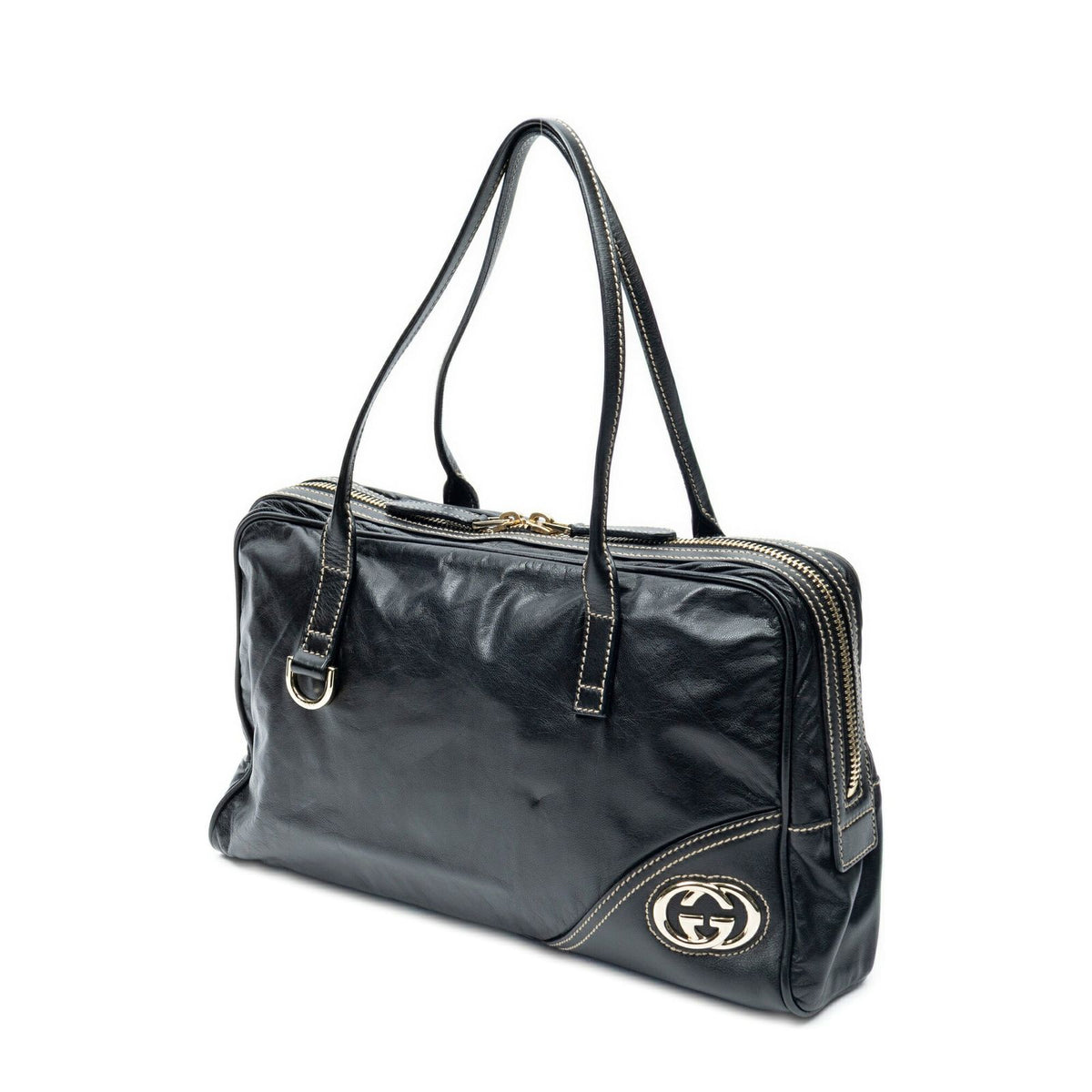 Gucci Brit Satchel Black Smooth Leather — view 2