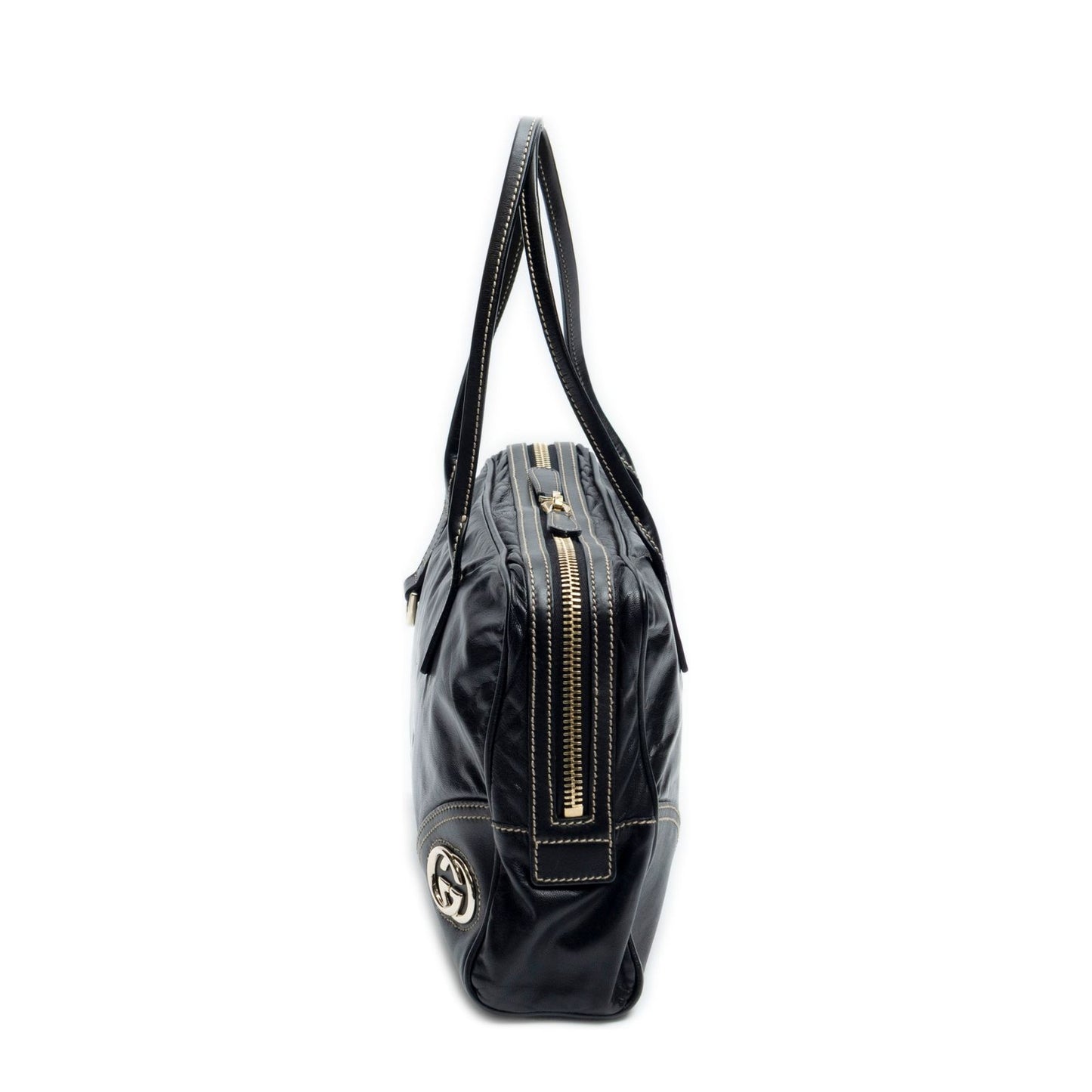 Gucci Brit Satchel Black Smooth Leather — view 3