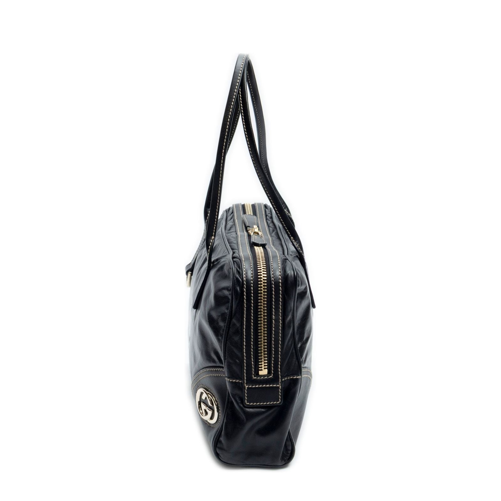 Gucci Brit Satchel Black Smooth Leather — view 3