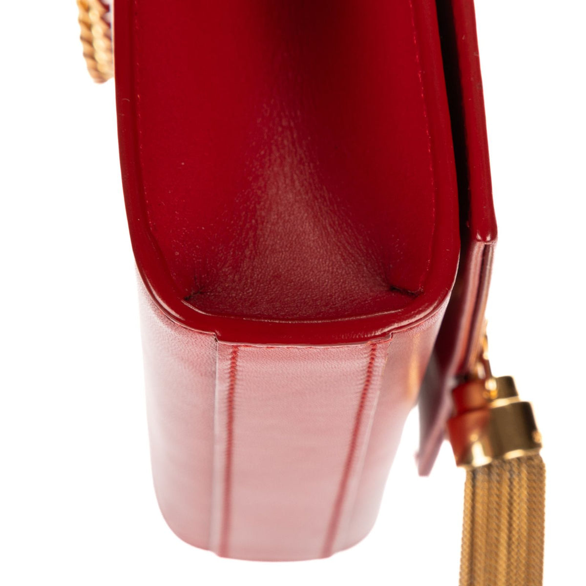 Saint Laurent Mini Tassel Kate Red Smooth Calfskin Shoulder Bag — view 8