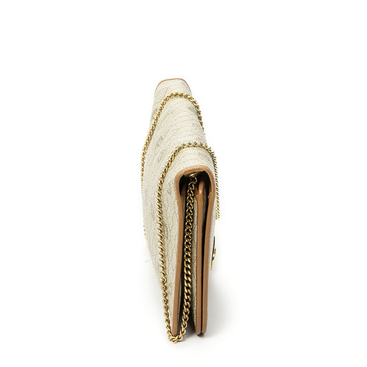 Dior Vintage Chain Flap Bag Beige Tan Honeycomb Canvas — view 4
