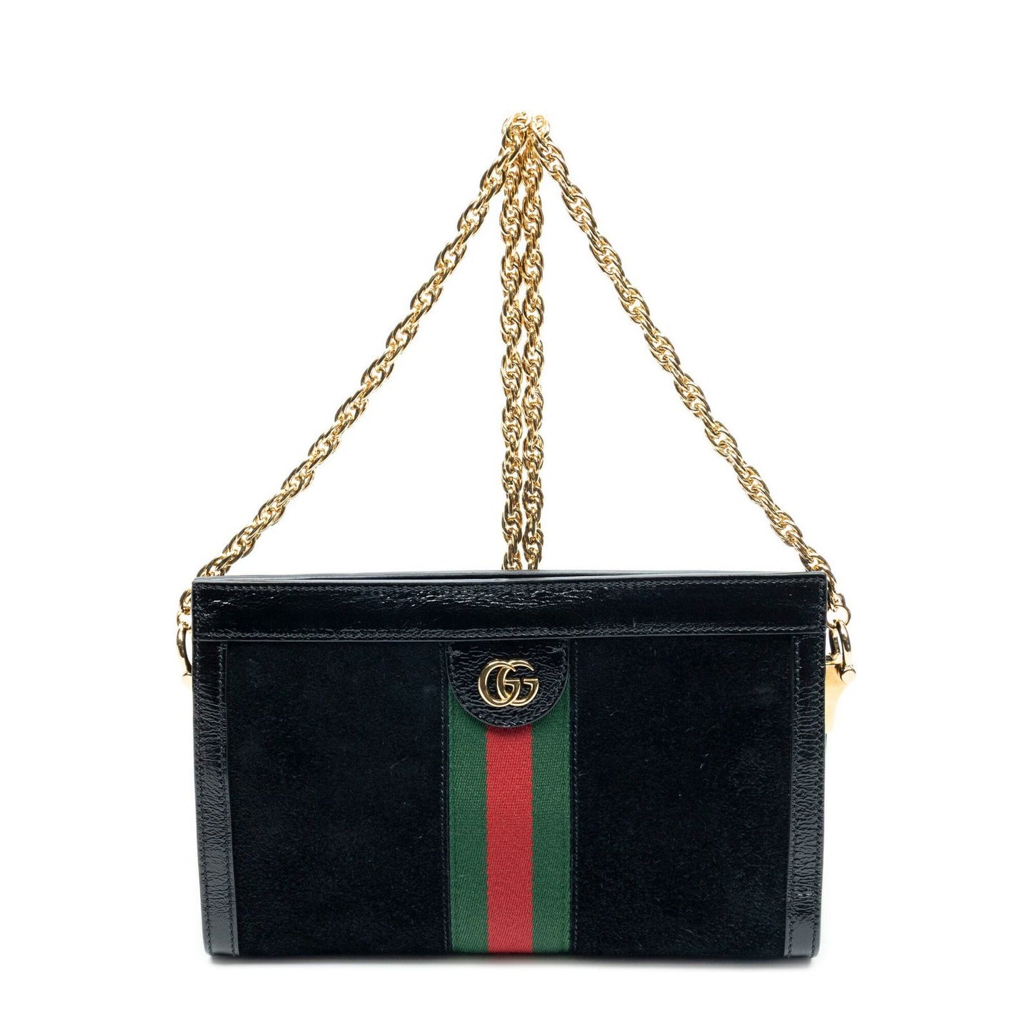 Gucci Small Web GG Ophidia Black Suede Leather Shoulder Bag