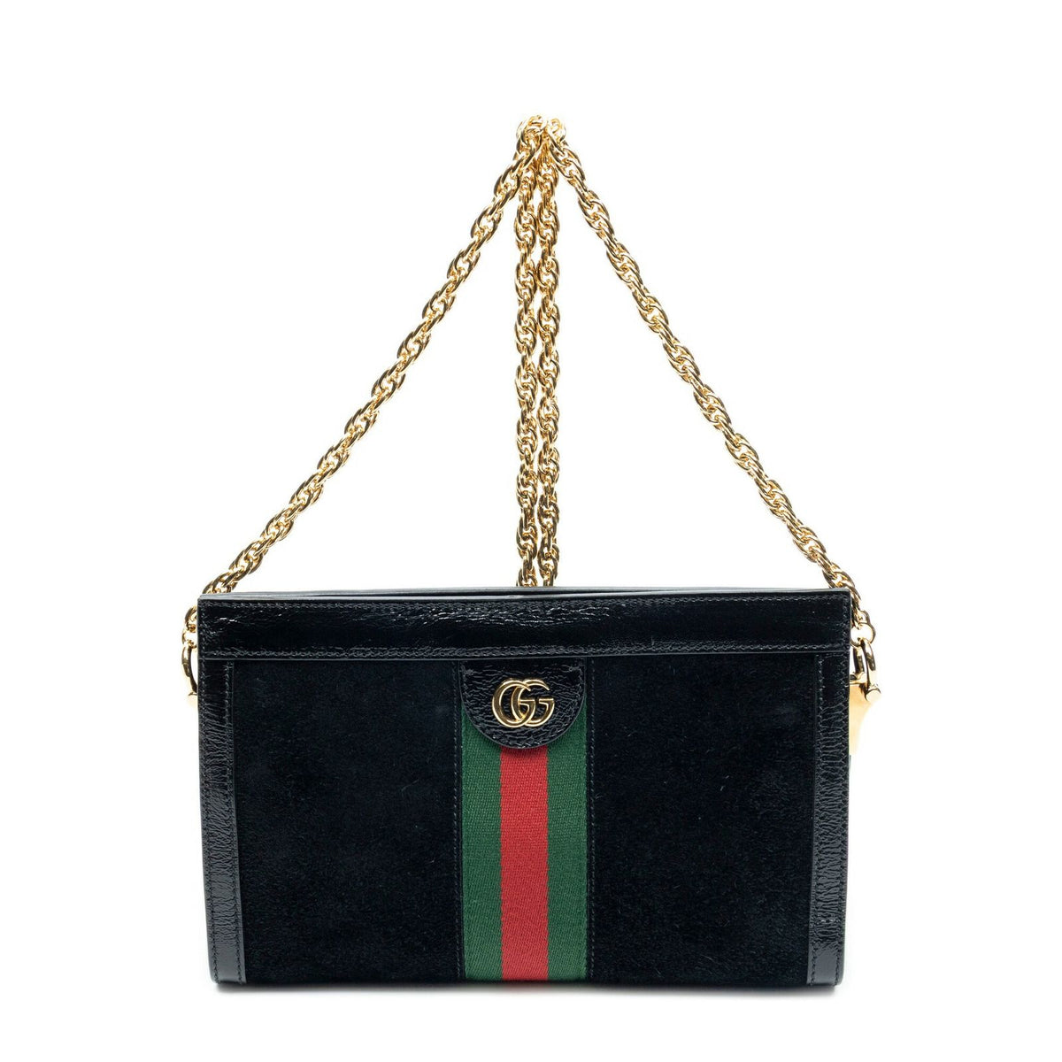 Gucci Small Web GG Ophidia Black Suede Leather Shoulder Bag