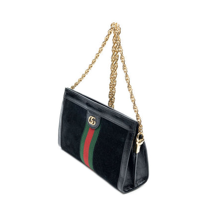 Gucci Small Web GG Ophidia Black Suede Leather Shoulder Bag — view 2