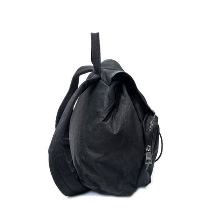 Gucci Drawstring Flap Backpack Black Guccissima Nylon — view 4