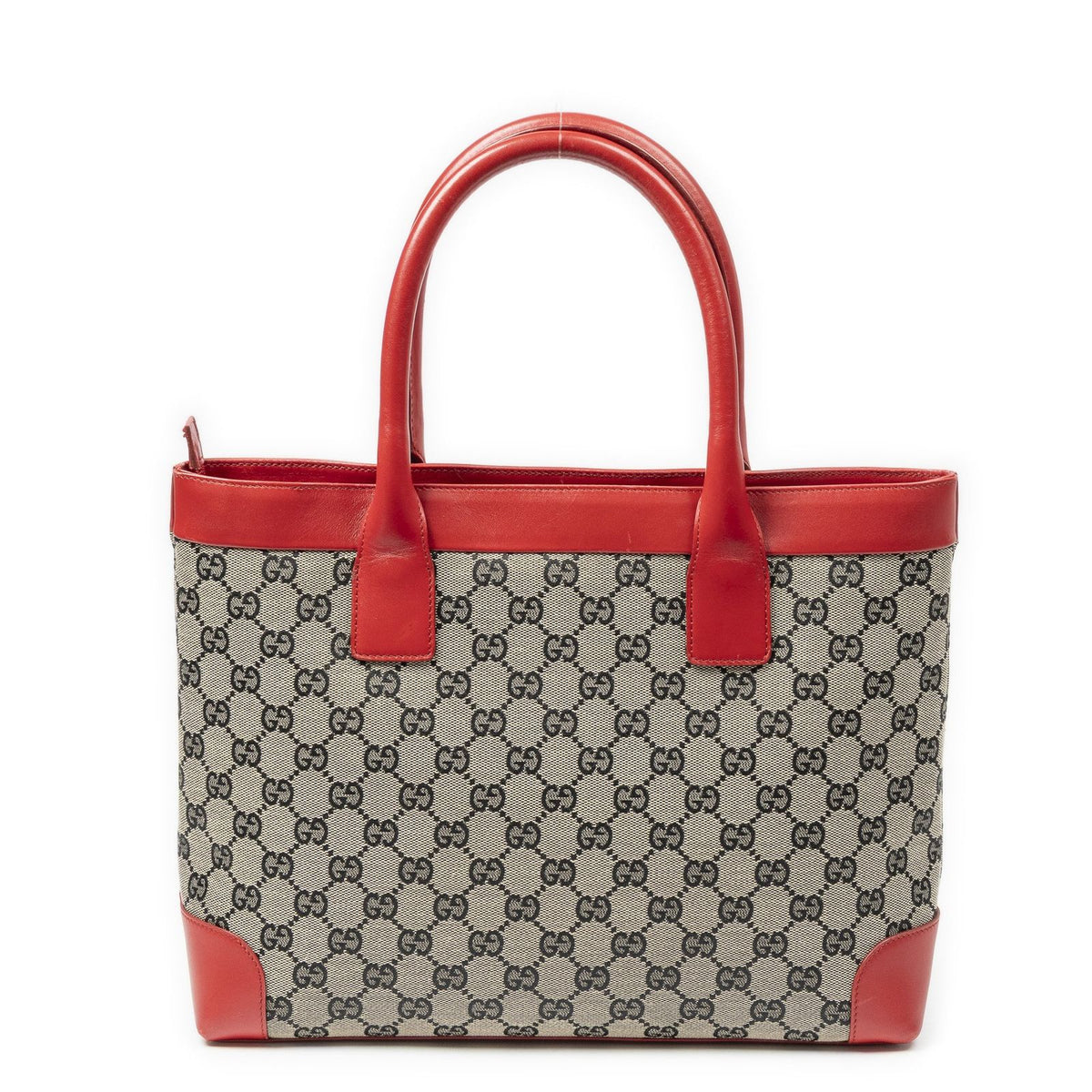 Gucci Zip Shopping Tote Red Black Beige GG Canvas — view 5