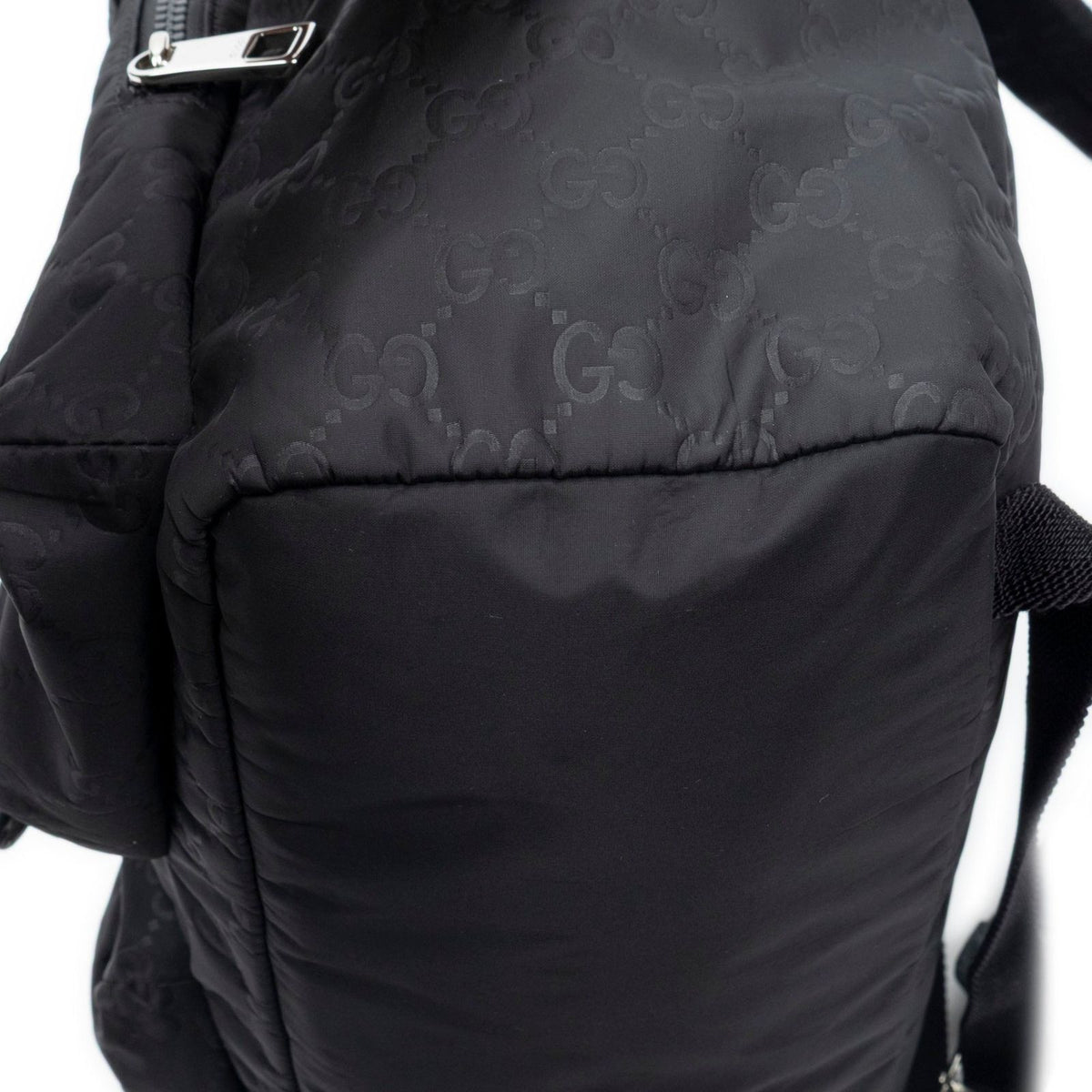 Gucci Drawstring Flap Backpack Black Guccissima Nylon — view 7