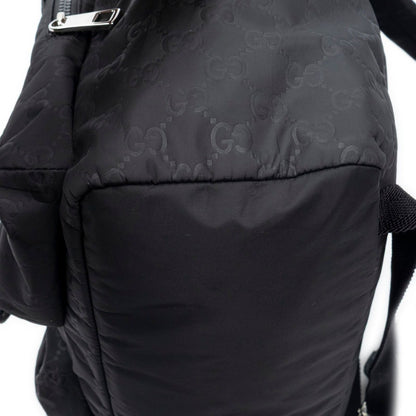 Gucci Drawstring Flap Backpack Black Guccissima Nylon — view 7