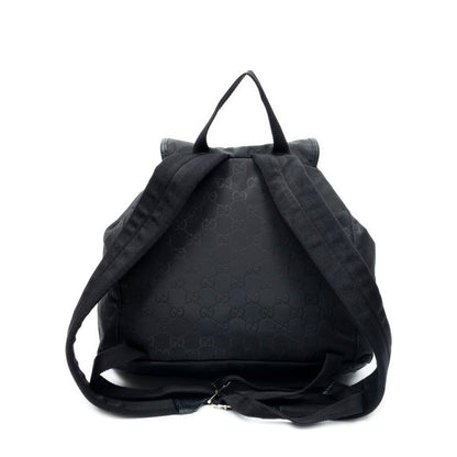 Gucci Drawstring Flap Backpack Black Guccissima Nylon — view 5