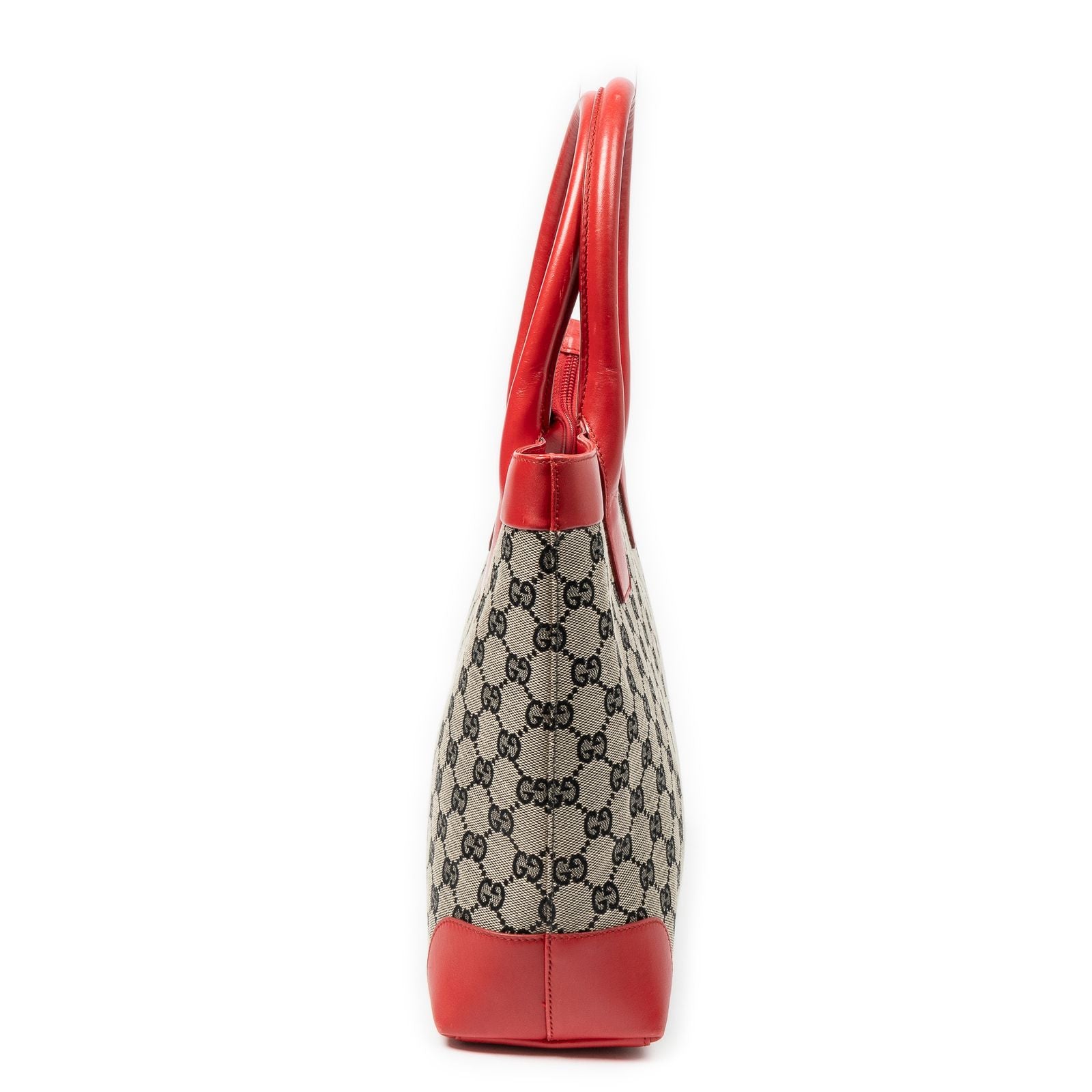 Gucci Zip Shopping Tote Red Black Beige GG Canvas — view 4