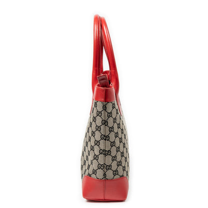 Gucci Zip Shopping Tote Red Black Beige GG Canvas — view 3