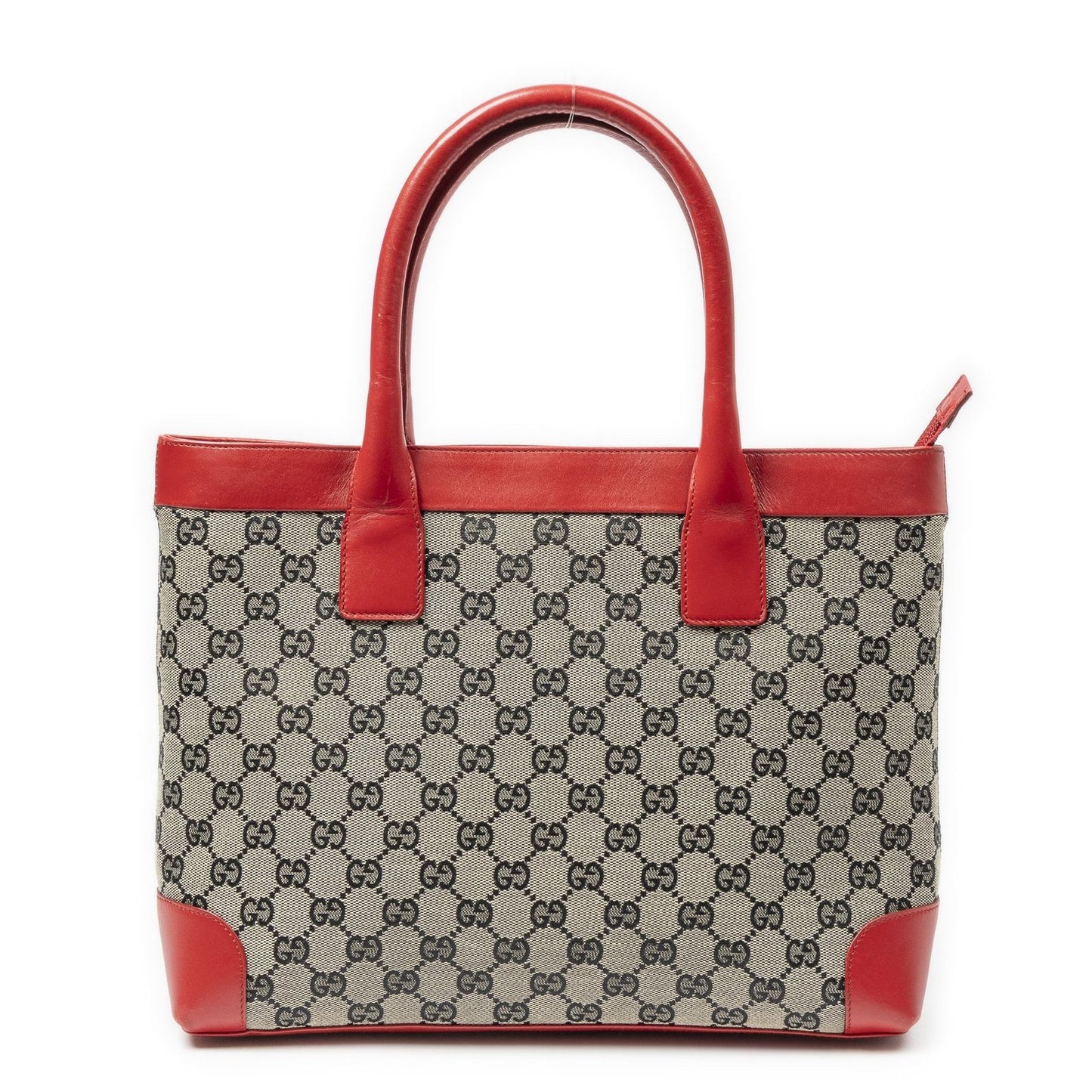 Gucci Zip Shopping Tote Red Black Beige GG Canvas