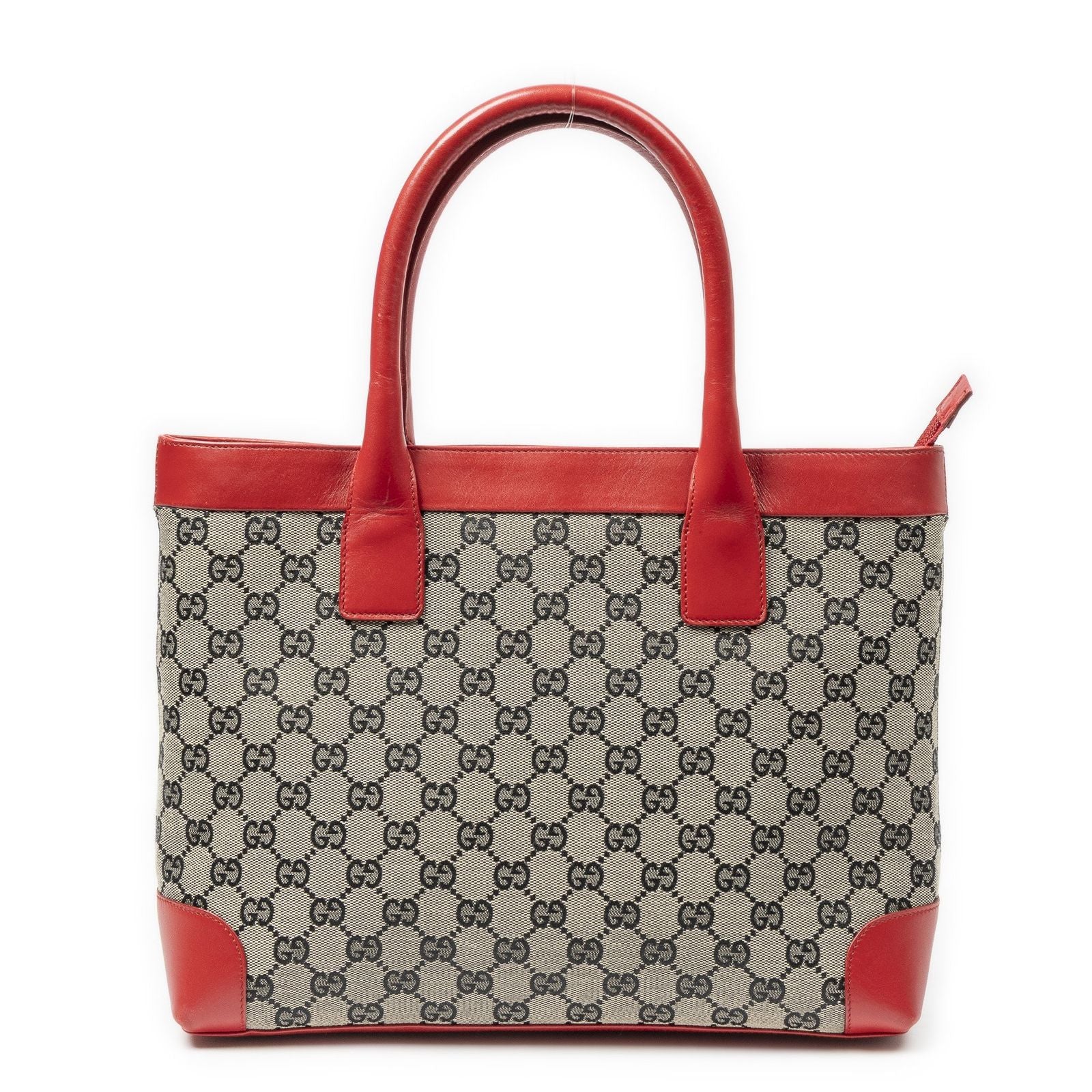Gucci Zip Shopping Tote Red Black Beige GG Canvas